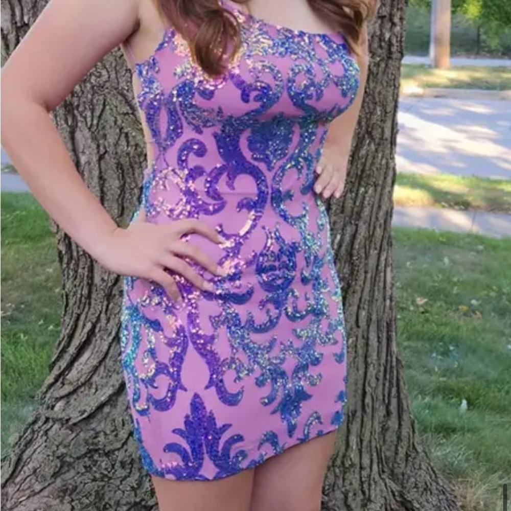 Windsor Pink and Blue Sequin Dress